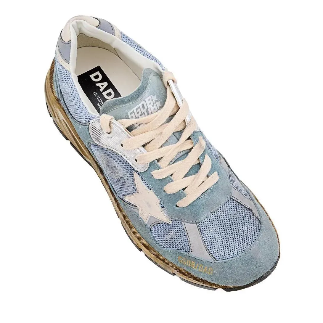   Golden Goose  Running Dad Suede Leather Sneakers Blue  Low-Top Sneaker 
