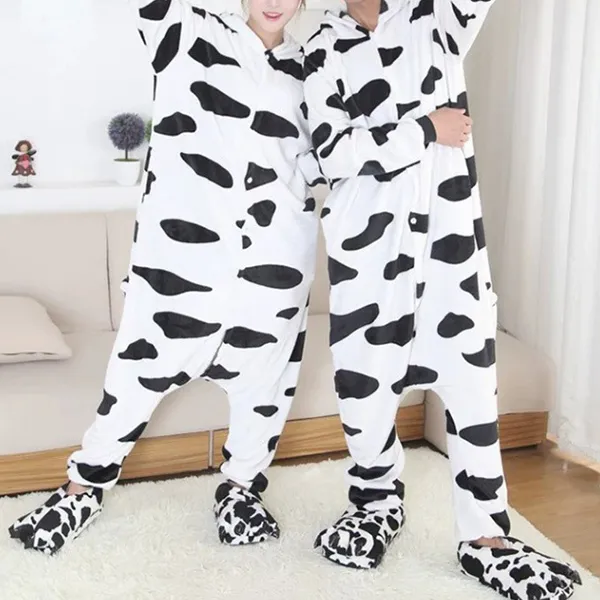 Plüsch-Jumpsuit/Loungewear in Kontrastfarbe mit Tiermotiv im modischen Design