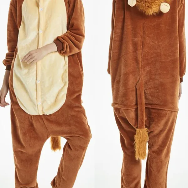 Plüsch-Jumpsuit/Loungewear in Kontrastfarbe mit Tiermotiv im modischen Design